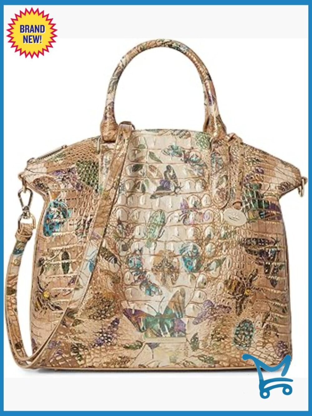 Large Leather Satchel with Adjustable Strap, Zip Top, Footed Bottom